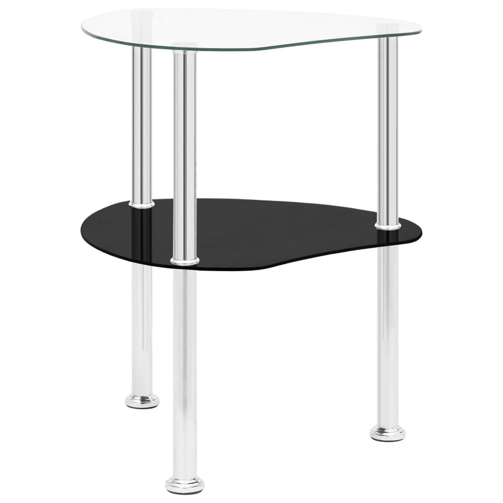 Bijzettafel 2-laags 38x38x50 cm gehard glas transparant zwart MeubelReus