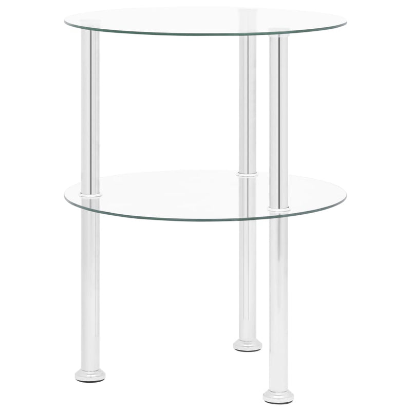 Bijzettafel 2-laags 38 cm gehard glas transparant