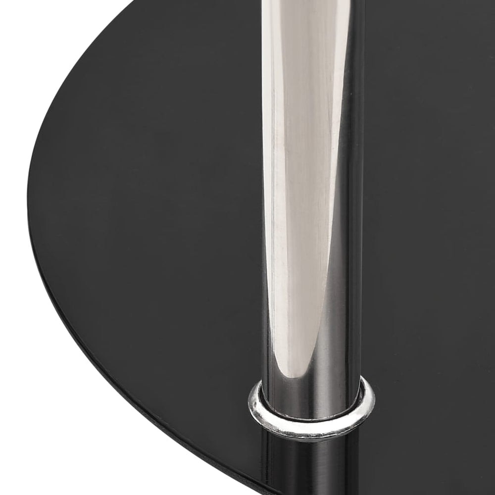 Bijzettafel 2-laags 38 cm gehard glas transparant en zwart MeubelReus