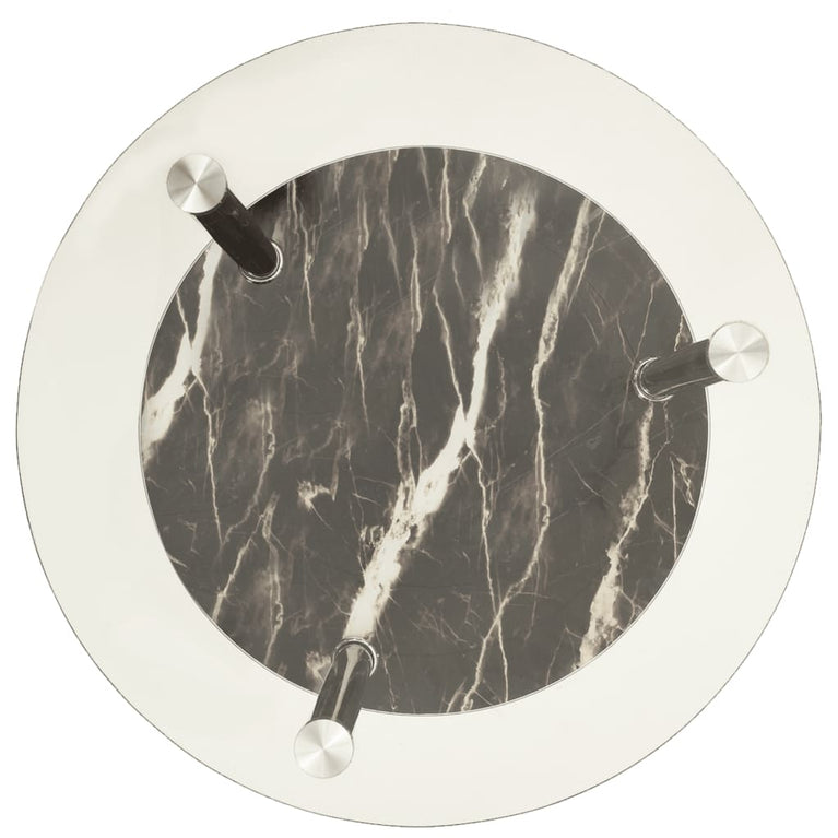 Bijzettafel 2-laags 38 cm gehard glas transparant en zwart