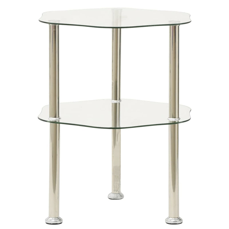 Bijzettafel 2-laags 38x38x50 cm gehard glas transparant