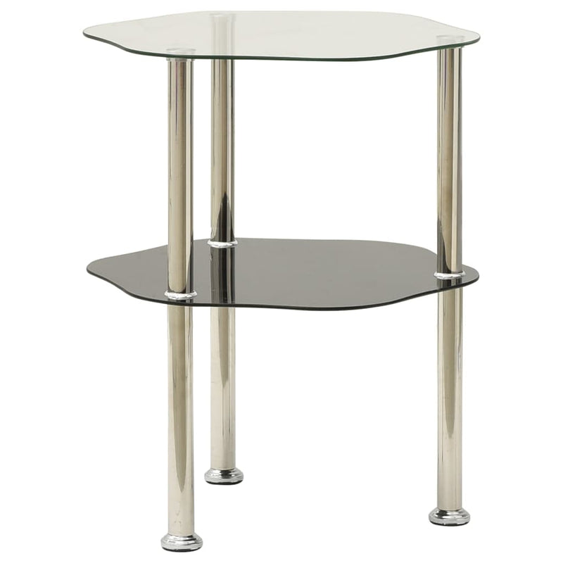 Bijzettafel 2-laags 38x38x50 cm gehard glas transparant zwart MeubelReus