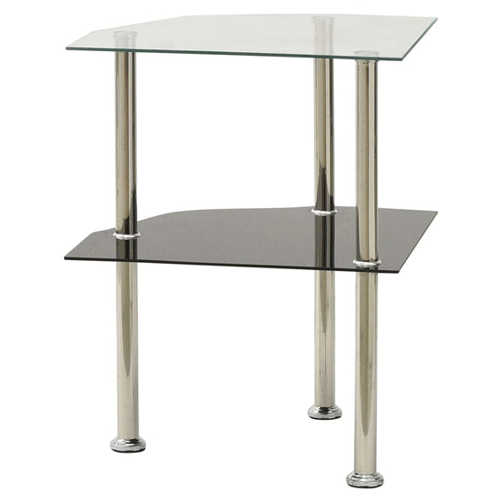 Bijzettafel 2-laags 38x38x50 cm gehard glas transparant zwart MeubelReus