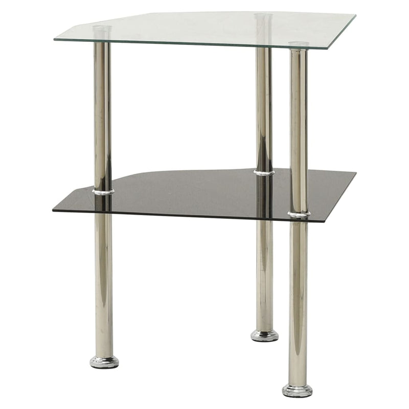 Bijzettafel 2-laags 38x38x50 cm gehard glas transparant zwart MeubelReus