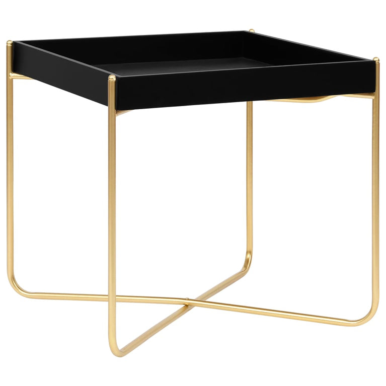 Bijzettafel 38x38x38,5 cm MDF zwart en goudkleurig MeubelReus