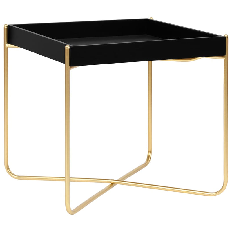 Bijzettafel 38x38x38,5 cm MDF zwart en goudkleurig MeubelReus