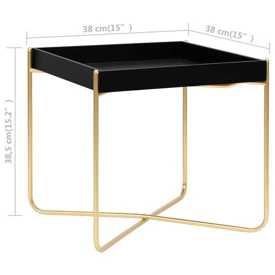 Bijzettafel 38x38x38,5 cm MDF zwart en goudkleurig MeubelReus