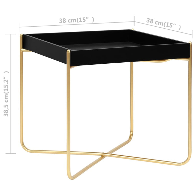 Bijzettafel 38x38x38,5 cm MDF zwart en goudkleurig MeubelReus