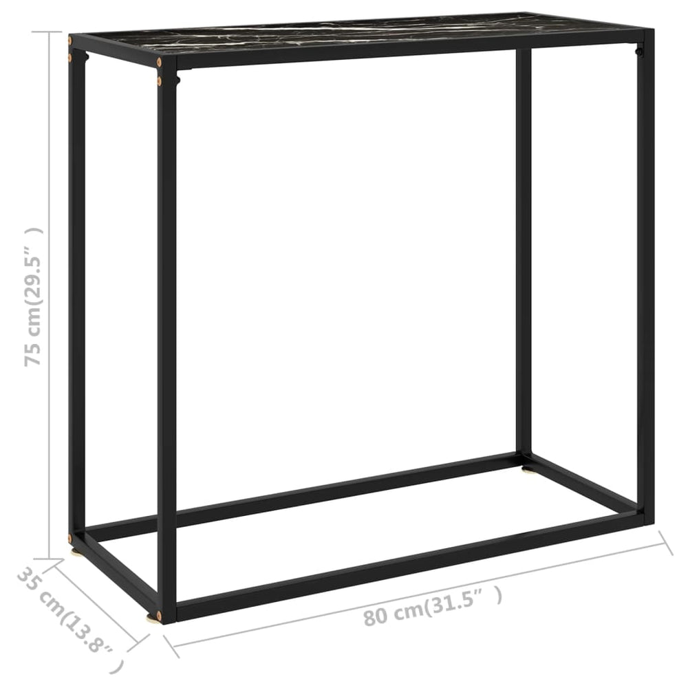 Wandtafel 80x35x75 cm gehard glas zwart MeubelReus