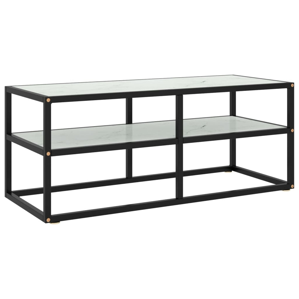 Tv-meubel met wit marmerglas 100x40x40 cm zwart MeubelReus
