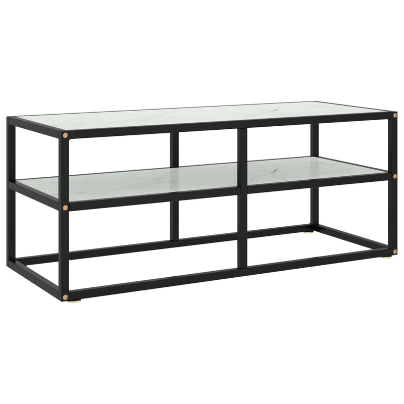 Tv-meubel met wit marmerglas 100x40x40 cm zwart MeubelReus