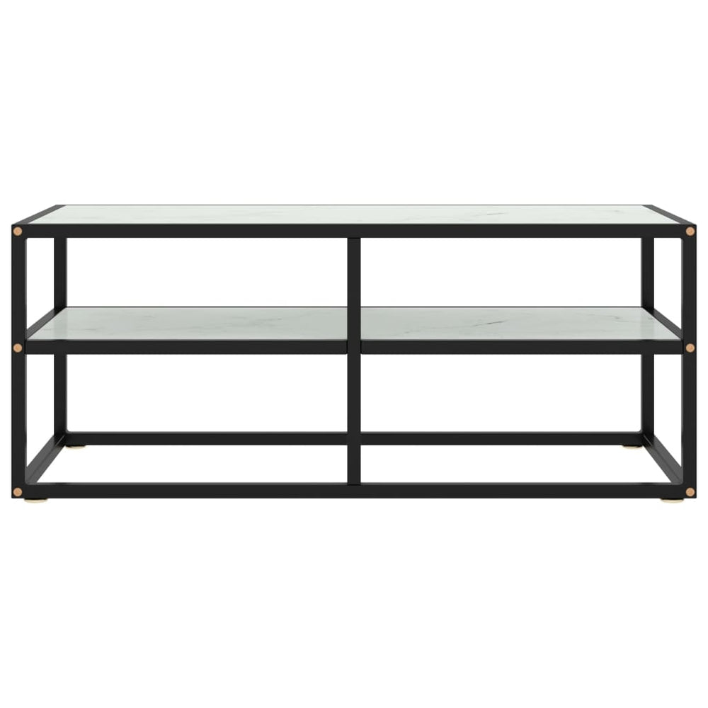Tv-meubel met wit marmerglas 100x40x40 cm zwart MeubelReus