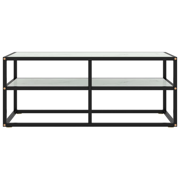 Tv-meubel met wit marmerglas 100x40x40 cm zwart MeubelReus
