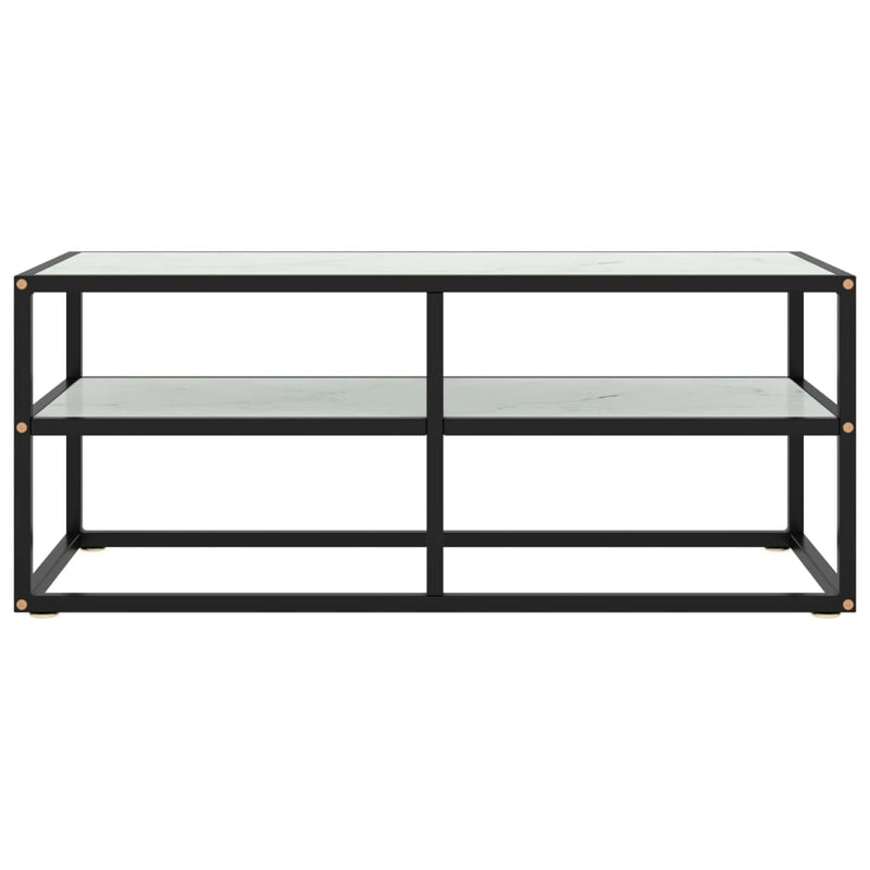 Tv-meubel met wit marmerglas 100x40x40 cm zwart MeubelReus