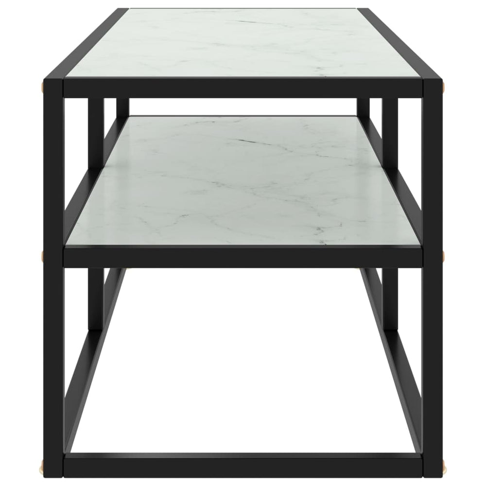 Tv-meubel met wit marmerglas 100x40x40 cm zwart MeubelReus
