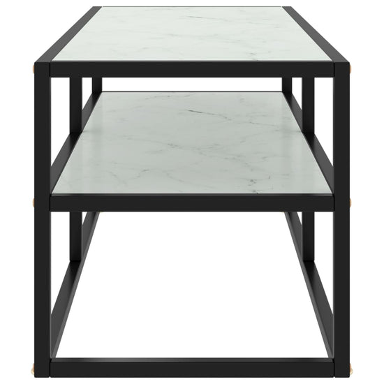 Tv-meubel met wit marmerglas 100x40x40 cm zwart MeubelReus