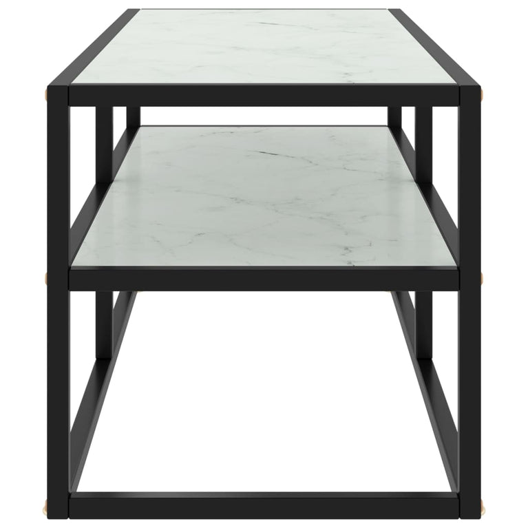 Tv-meubel met wit marmerglas 100x40x40 cm zwart MeubelReus
