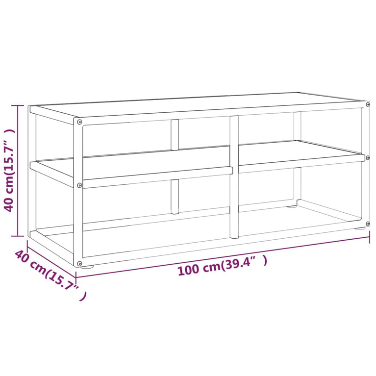 Tv-meubel met wit marmerglas 100x40x40 cm zwart MeubelReus