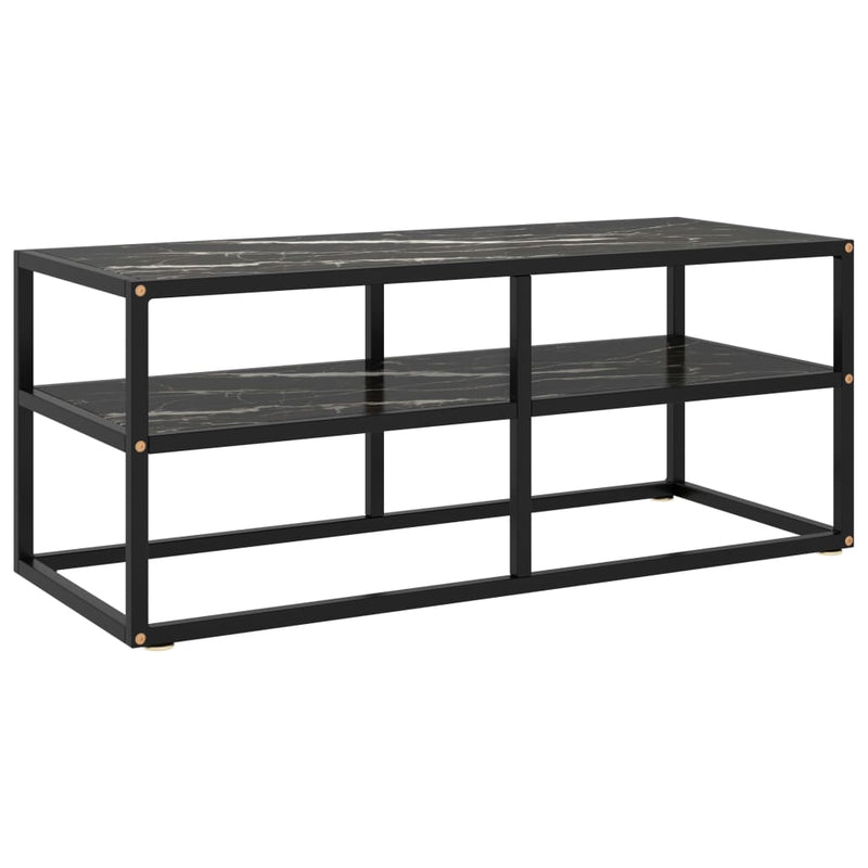 Tv-meubel met zwart marmerglas 100x40x40 cm zwart MeubelReus