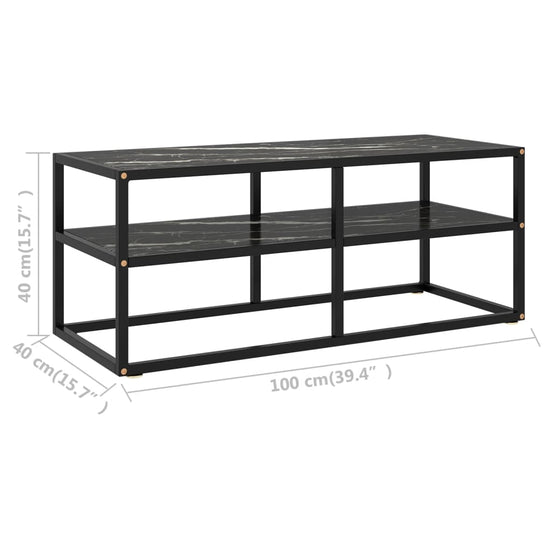 Tv-meubel met zwart marmerglas 100x40x40 cm zwart MeubelReus