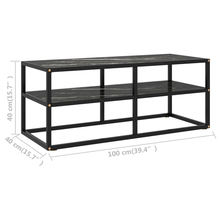 Tv-meubel met zwart marmerglas 100x40x40 cm zwart MeubelReus