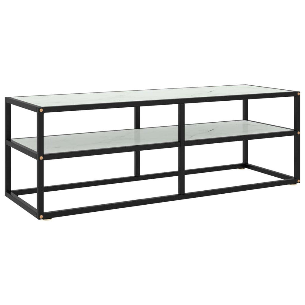Tv-meubel met wit marmerglas 120x40x40 cm zwart MeubelReus