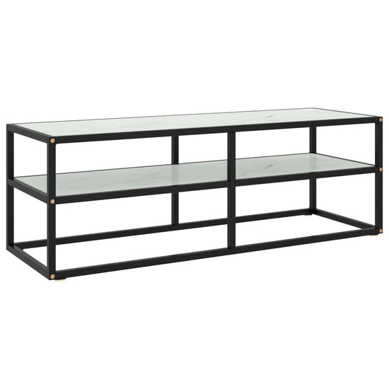 Tv-meubel met wit marmerglas 120x40x40 cm zwart MeubelReus