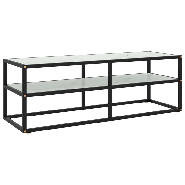 Tv-meubel met wit marmerglas 120x40x40 cm zwart MeubelReus