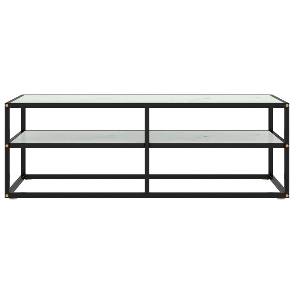 Tv-meubel met wit marmerglas 120x40x40 cm zwart MeubelReus