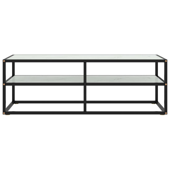 Tv-meubel met wit marmerglas 120x40x40 cm zwart MeubelReus