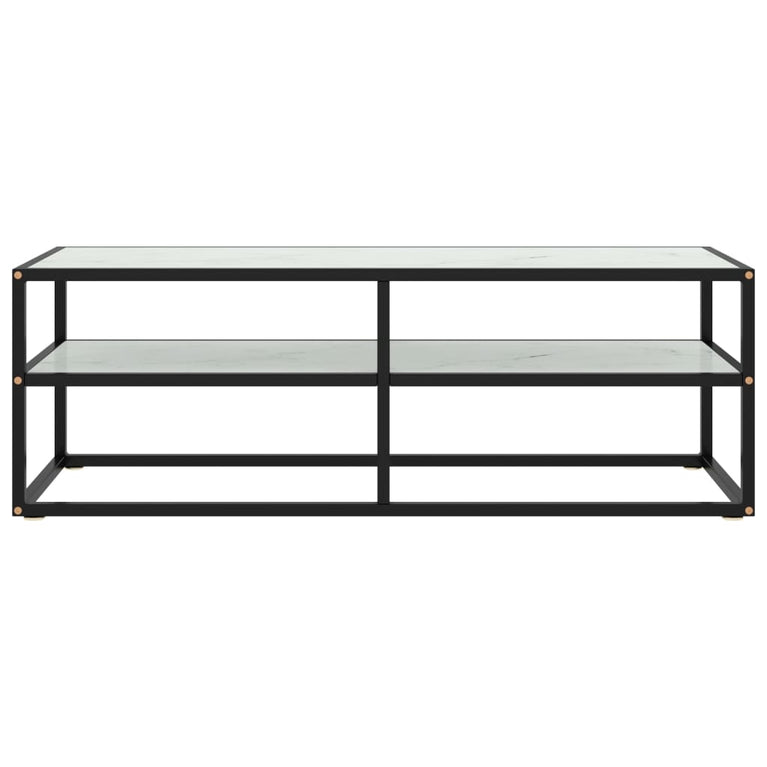 Tv-meubel met wit marmerglas 120x40x40 cm zwart MeubelReus