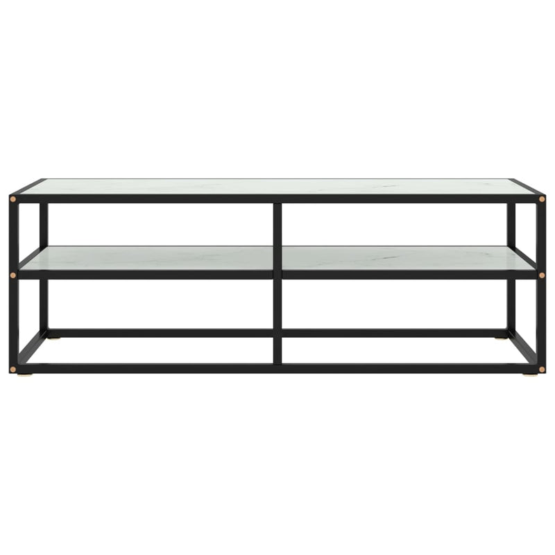 Tv-meubel met wit marmerglas 120x40x40 cm zwart MeubelReus