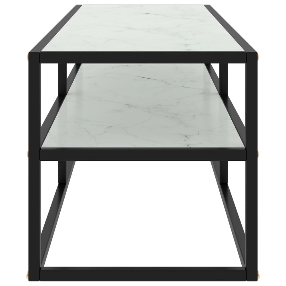 Tv-meubel met wit marmerglas 120x40x40 cm zwart MeubelReus
