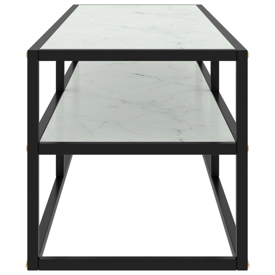 Tv-meubel met wit marmerglas 120x40x40 cm zwart MeubelReus