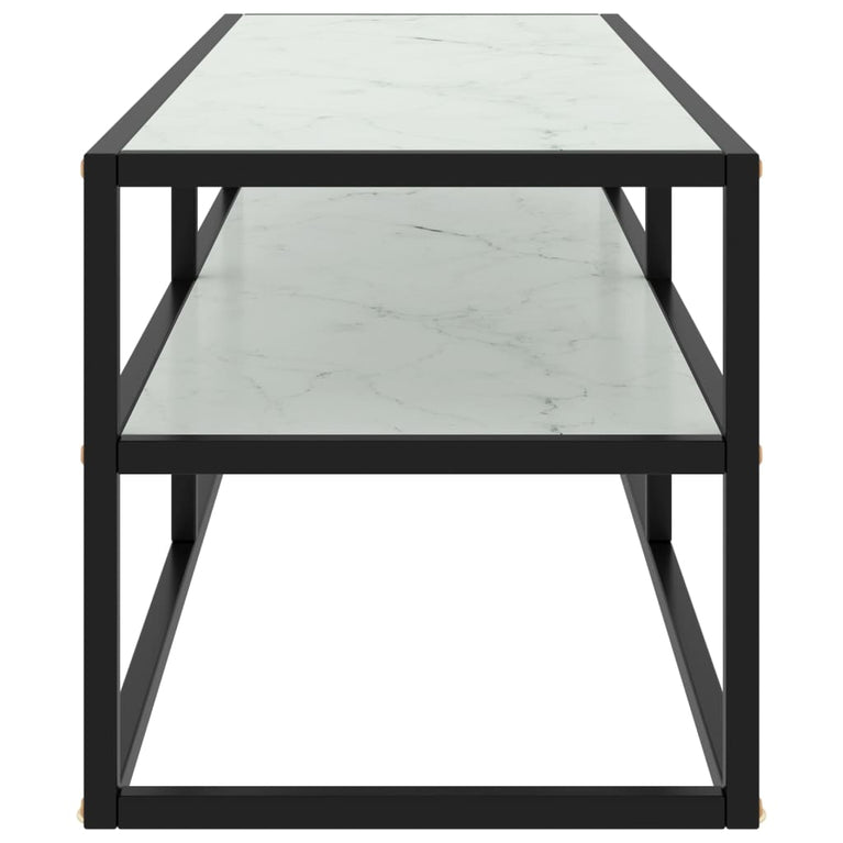 Tv-meubel met wit marmerglas 120x40x40 cm zwart MeubelReus