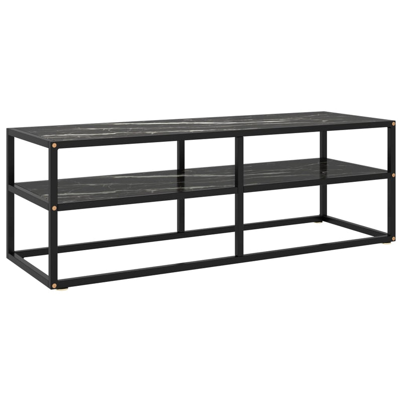 Tv-meubel met zwart marmerglas 120x40x40 cm zwart MeubelReus