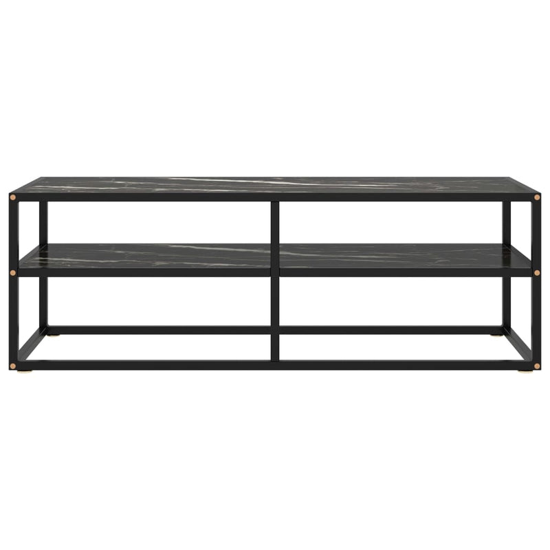Tv-meubel met zwart marmerglas 120x40x40 cm zwart MeubelReus