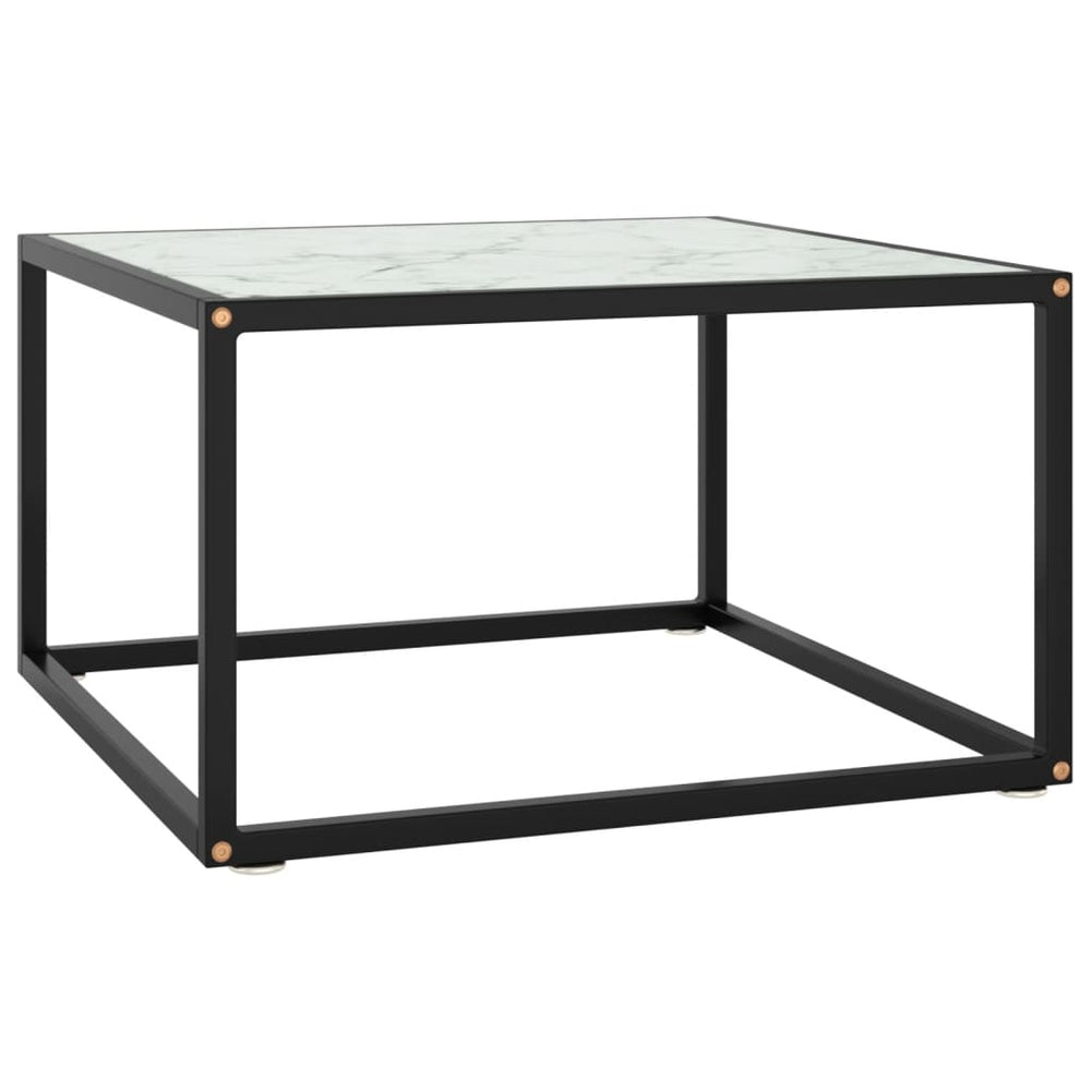 Salontafel met wit marmerglas 60x60x35 cm zwart MeubelReus
