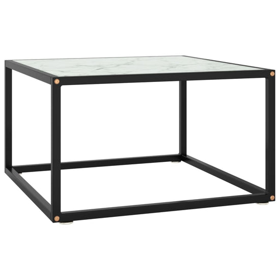 Salontafel met wit marmerglas 60x60x35 cm zwart MeubelReus