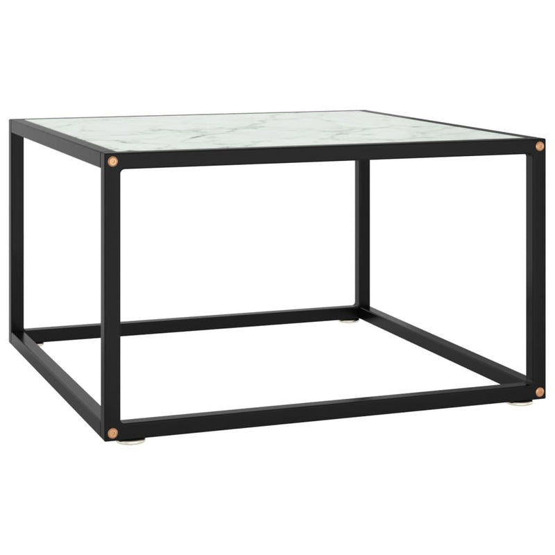 Salontafel met wit marmerglas 60x60x35 cm zwart MeubelReus