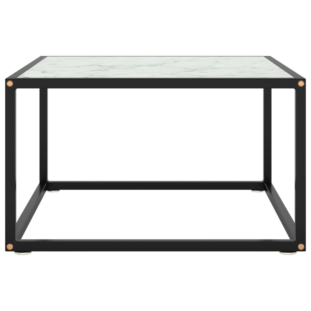 Salontafel met wit marmerglas 60x60x35 cm zwart MeubelReus