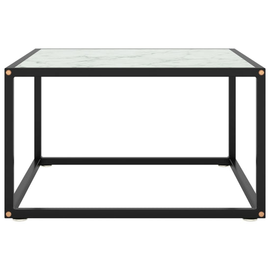 Salontafel met wit marmerglas 60x60x35 cm zwart MeubelReus