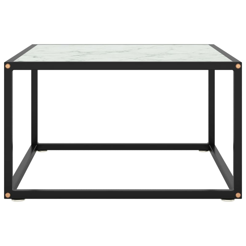 Salontafel met wit marmerglas 60x60x35 cm zwart MeubelReus