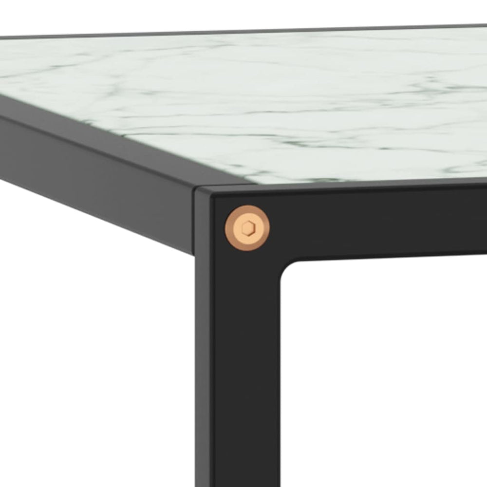 Salontafel met wit marmerglas 60x60x35 cm zwart MeubelReus