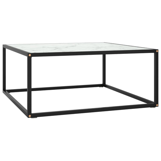 Salontafel met wit marmerglas 80x80x35 cm zwart MeubelReus