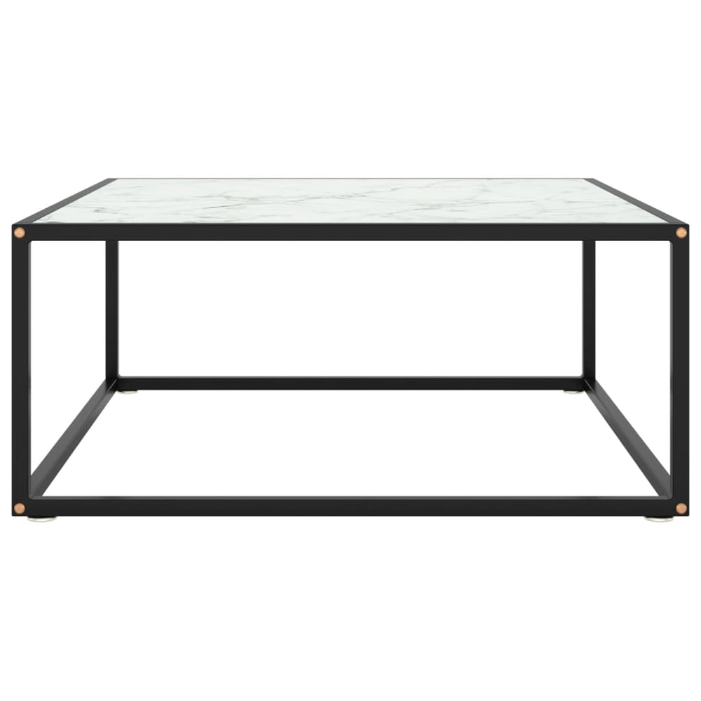 Salontafel met wit marmerglas 80x80x35 cm zwart MeubelReus