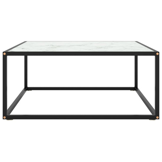 Salontafel met wit marmerglas 80x80x35 cm zwart MeubelReus