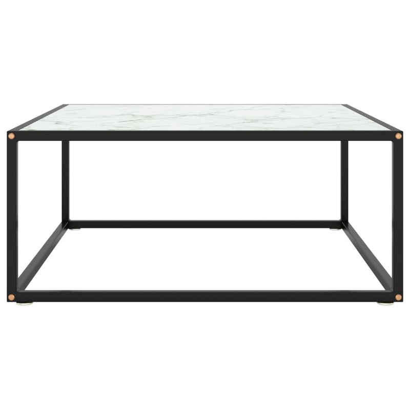 Salontafel met wit marmerglas 80x80x35 cm zwart MeubelReus