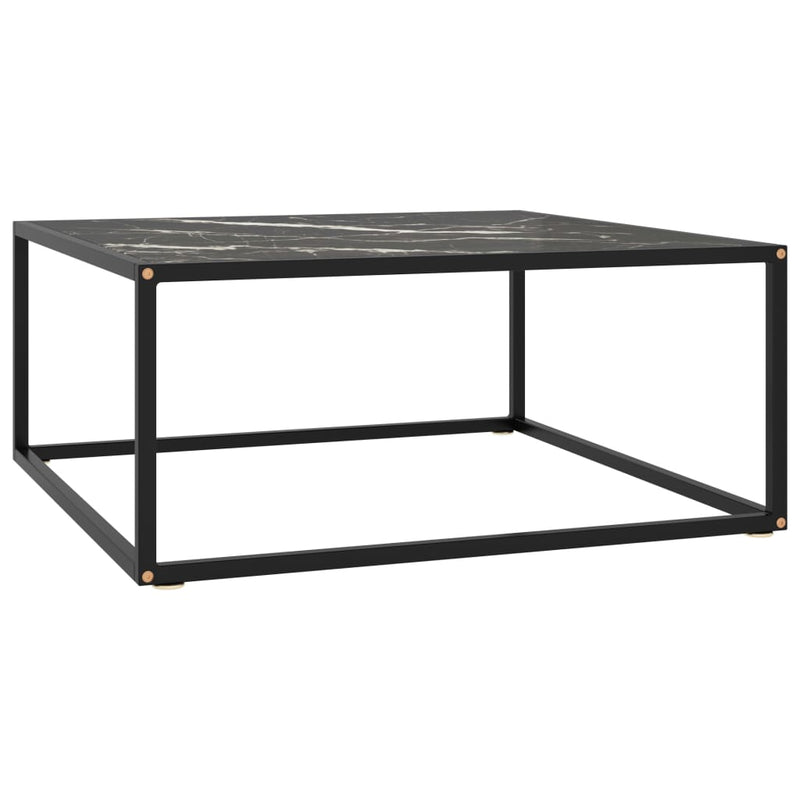 Salontafel met zwart marmerglas 80x80x35 cm zwart MeubelReus