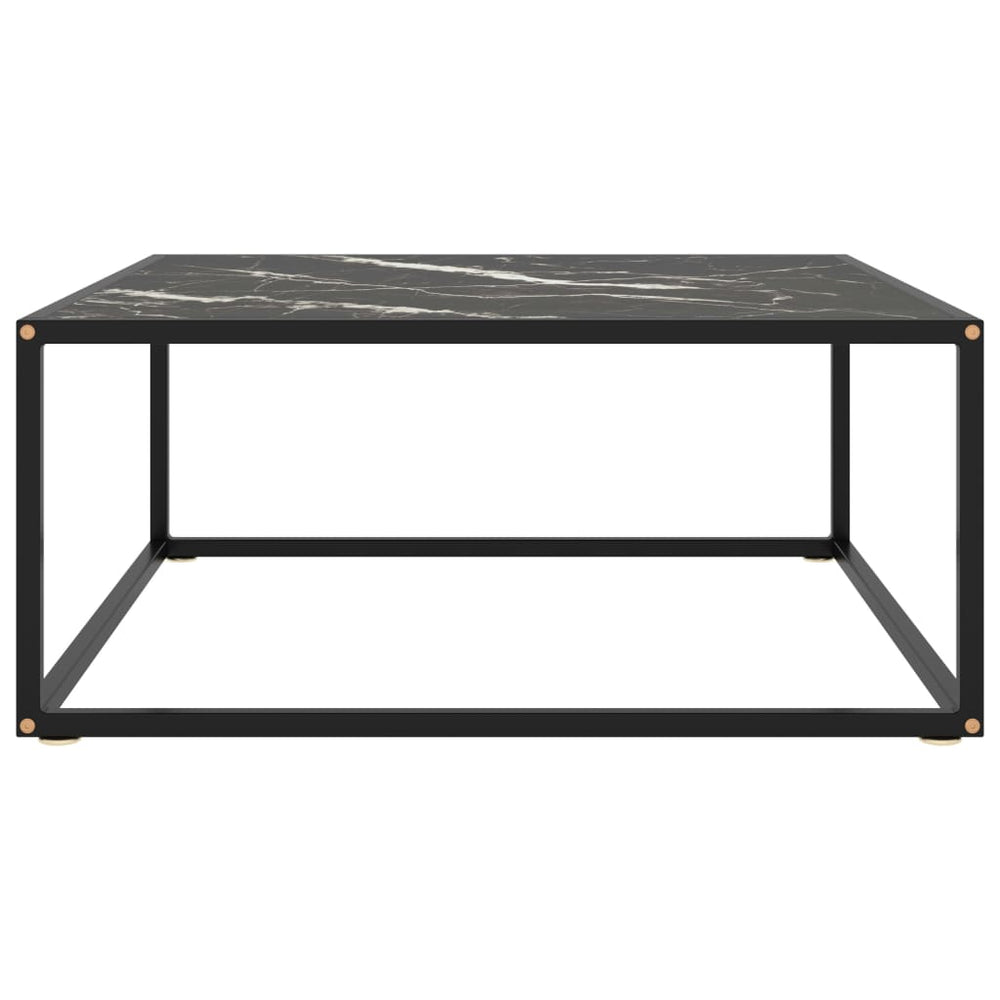 Salontafel met zwart marmerglas 80x80x35 cm zwart MeubelReus